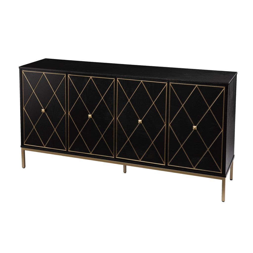 Black And Gold Harlequin Sideboard Storage Cabinet By Homeroots | Cabinets | Modishstore - 5