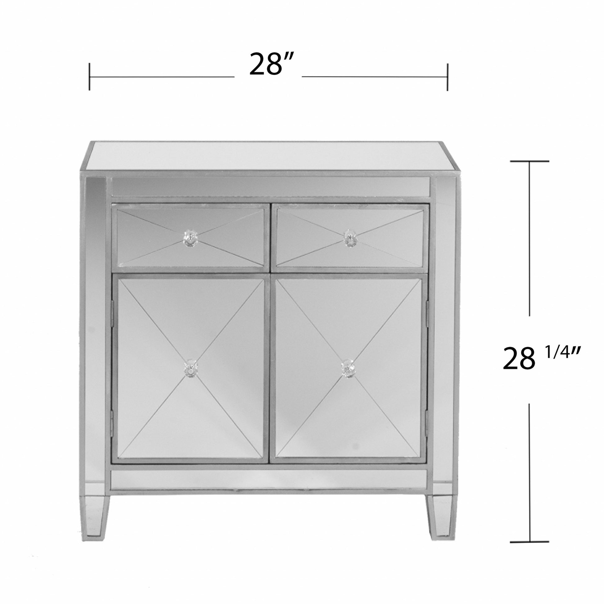 Glamorous Mirrored Bling Two Door Storage Accent Cabinet By Homeroots | Cabinets | Modishstore - 8