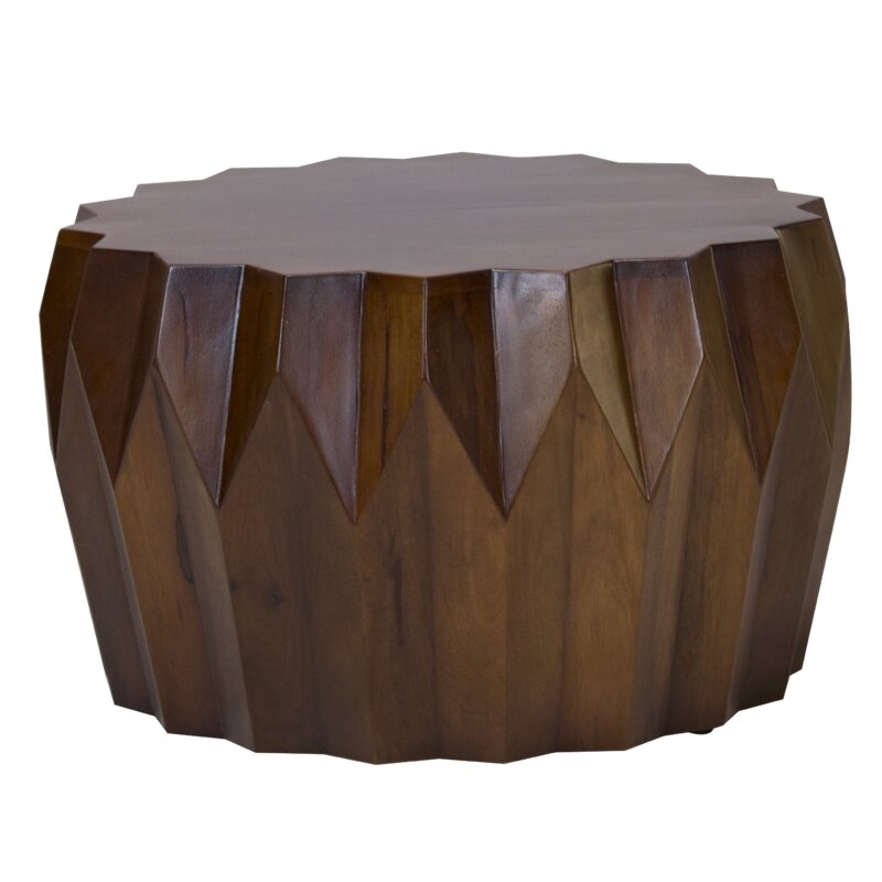 Mango Round Modern Scallop Solid Wood Coffee Table By Homeroots | Coffee Tables | Modishstore