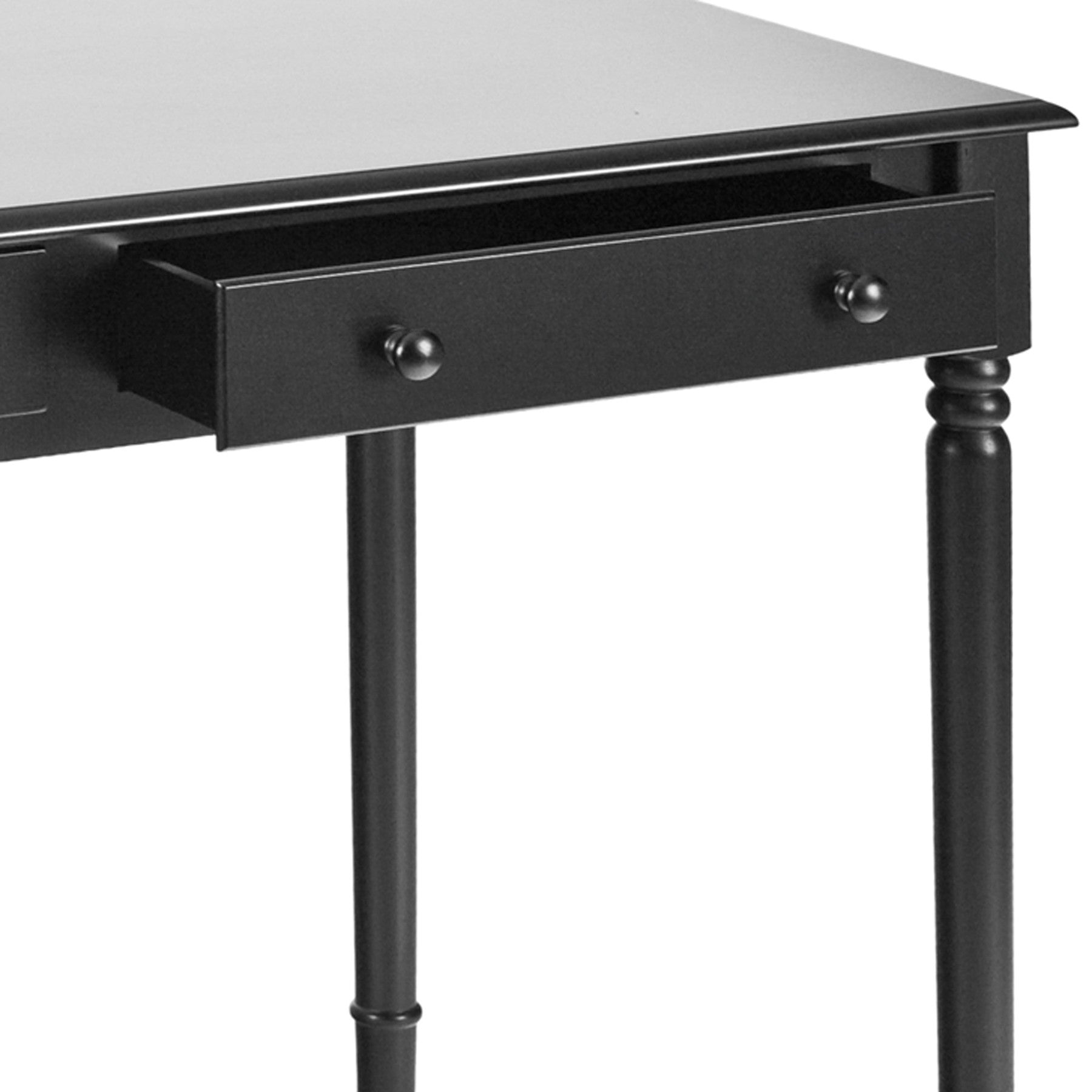 Satin Black Desk with Drawers By Homeroots | Desks | Modishstore - 5