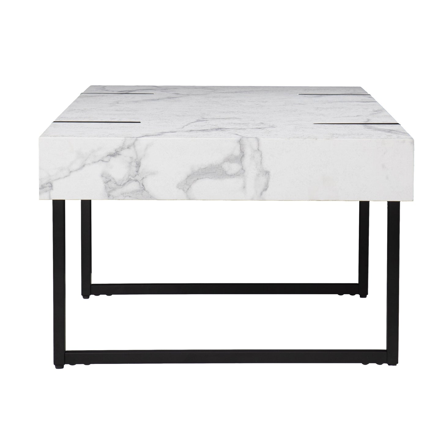 43" White Faux Marble And Metal Rectangular Coffee Table By Homeroots