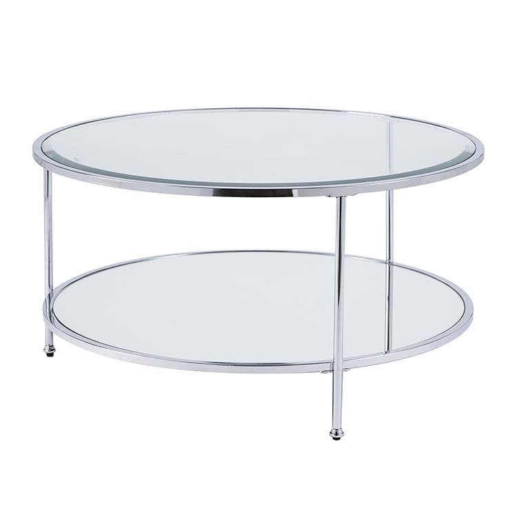 34" Chrome Glass And Metal Round Mirrored Coffee Table By Homeroots | Coffee Tables | Modishstore - 3