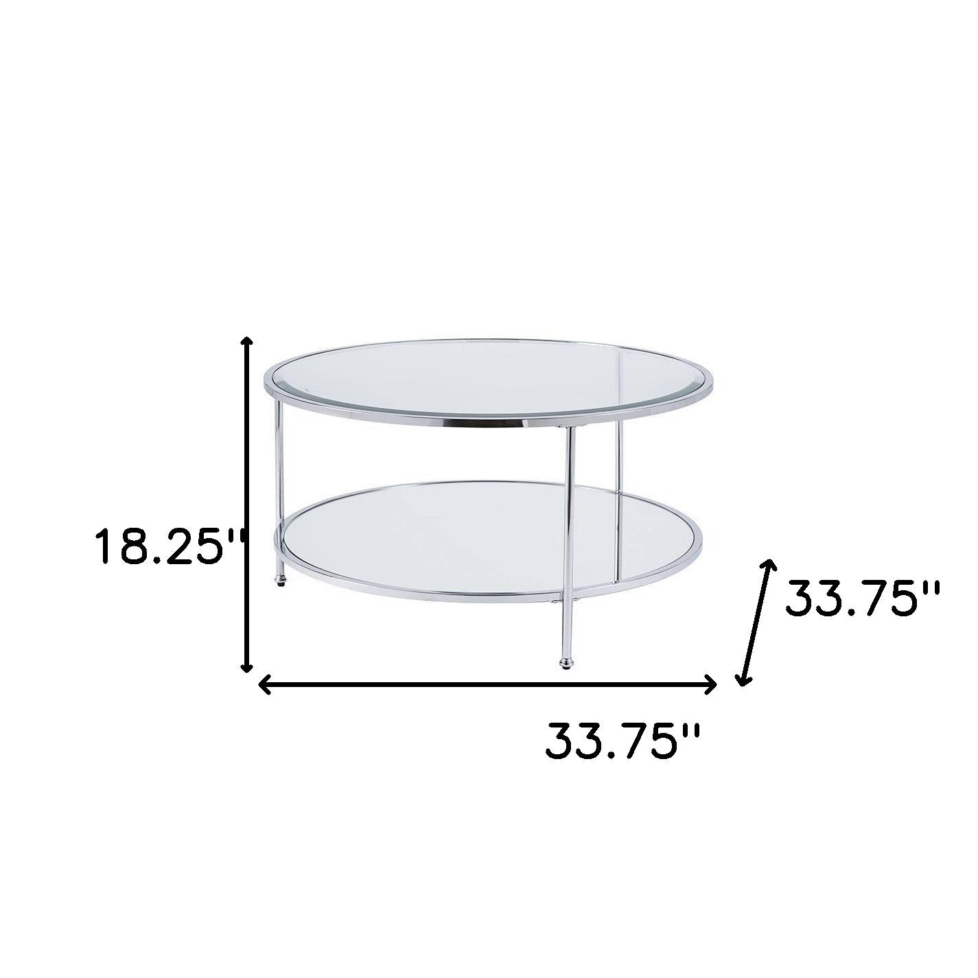 34" Chrome Glass And Metal Round Mirrored Coffee Table By Homeroots | Coffee Tables | Modishstore - 4