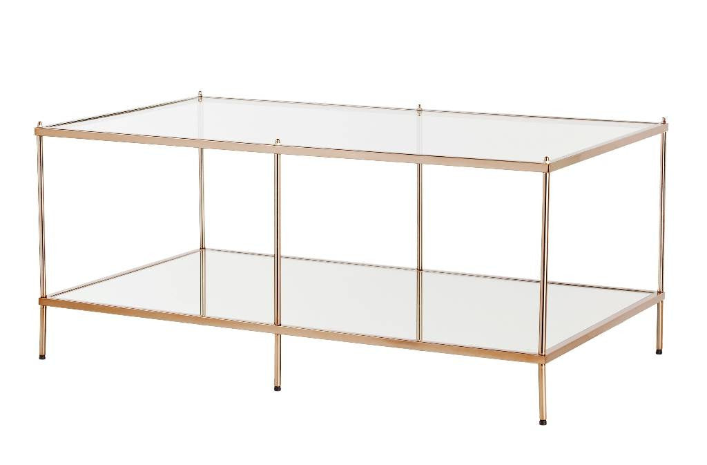 42" Gold Glass And Metal Rectangular Mirrored Coffee Table By Homeroots - 402101 | Coffee Tables | Modishstore - 3