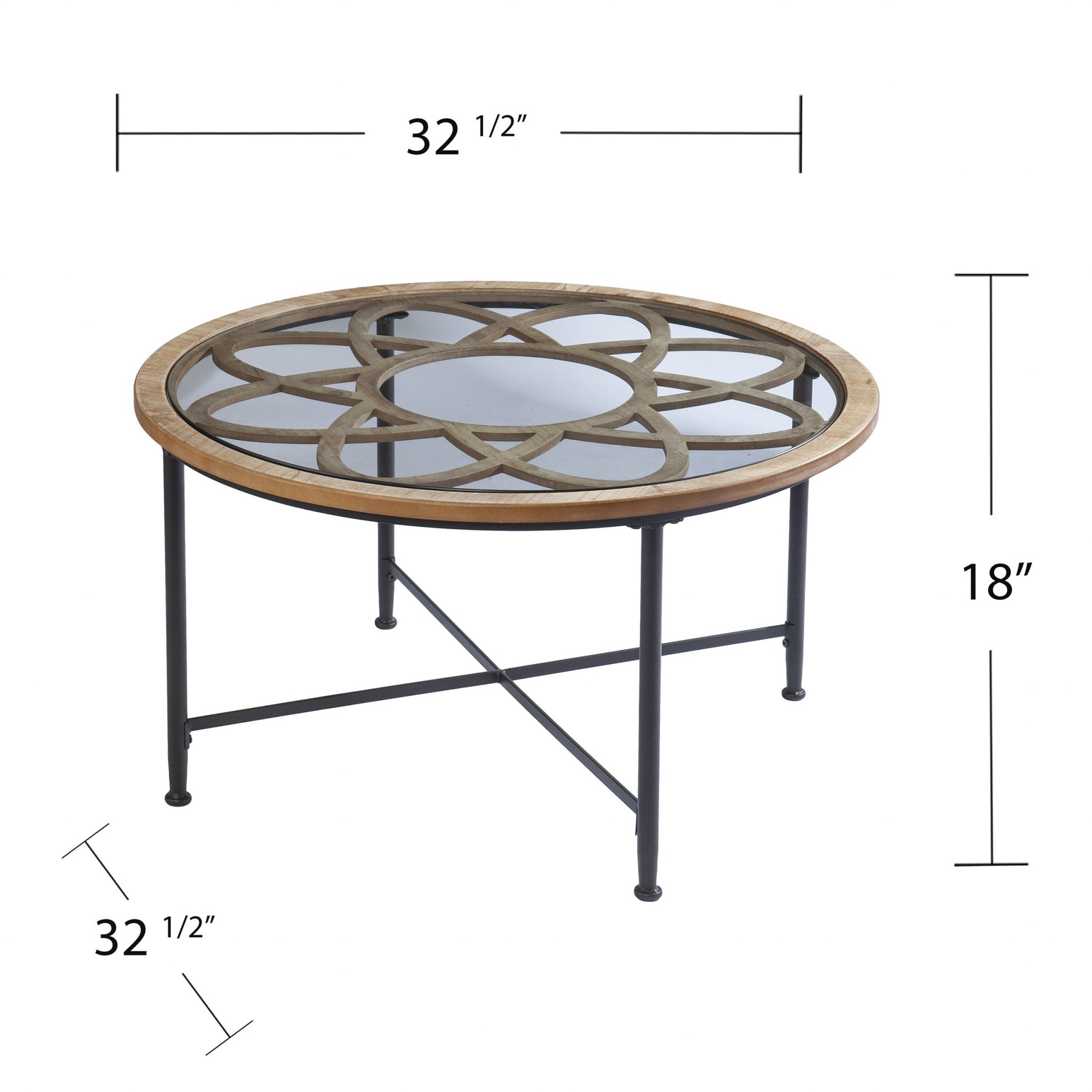 33" Floral Design Glass Top Round Coffee Table By Homeroots | Coffee Tables | Modishstore - 2