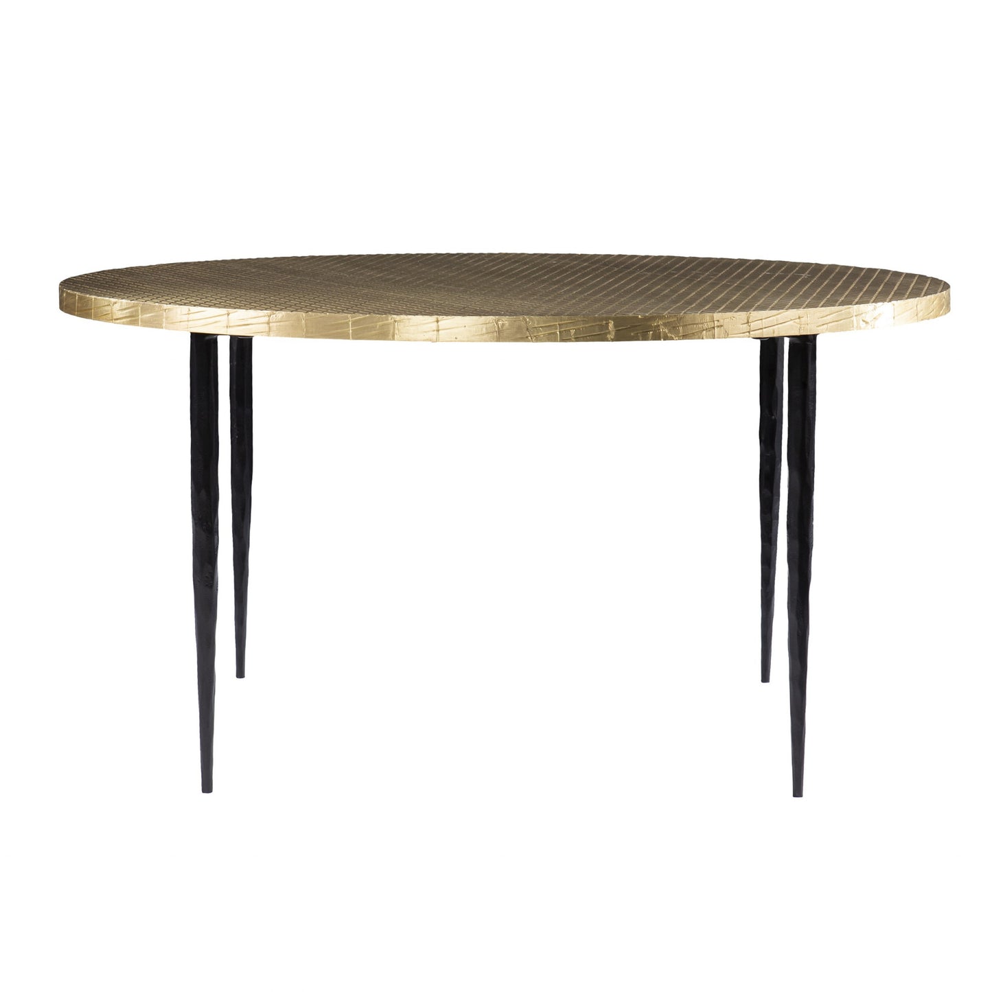 34" Black And Gold Embossed Metal Round Coffee Table By Homeroots | Coffee Tables | Modishstore - 2