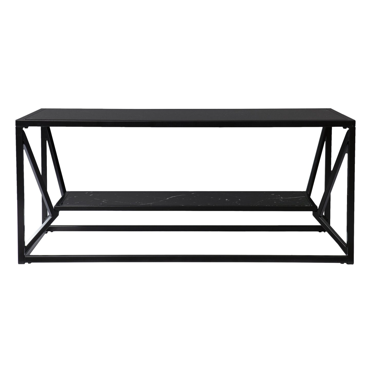 42" Black Glass And Metal Rectangular Coffee Table By Homeroots - 402121 | Coffee Tables | Modishstore - 2