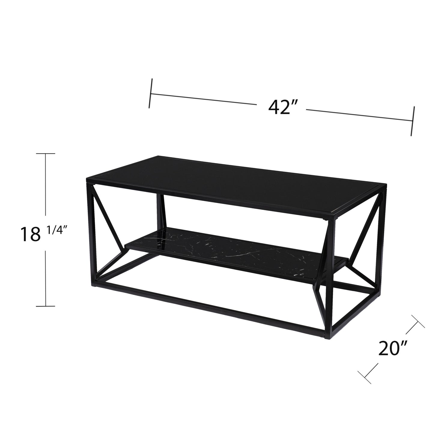 42" Black Glass And Metal Rectangular Coffee Table By Homeroots - 402121 | Coffee Tables | Modishstore - 6