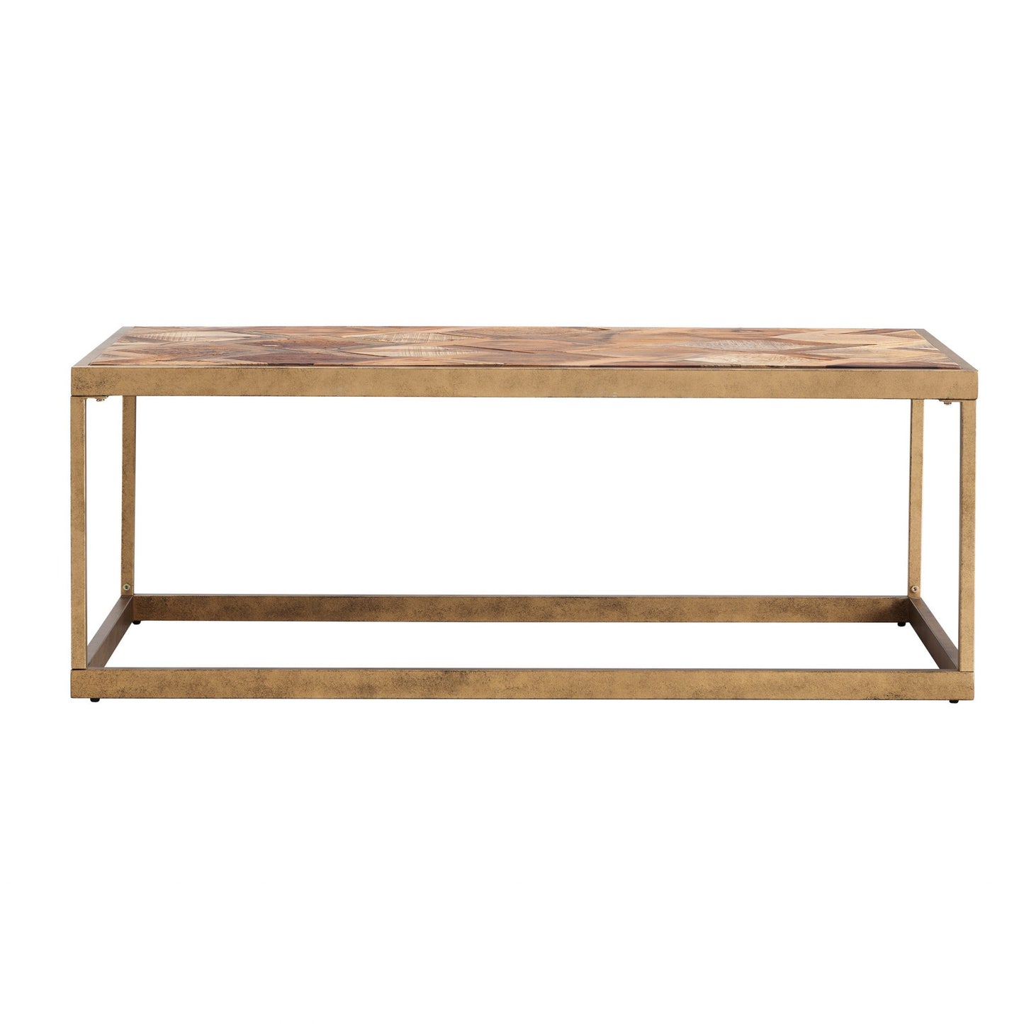 48" Natural And Natural Brown Solid Wood And Metal Rectangular Coffee Table By Homeroots | Coffee Tables | Modishstore - 2