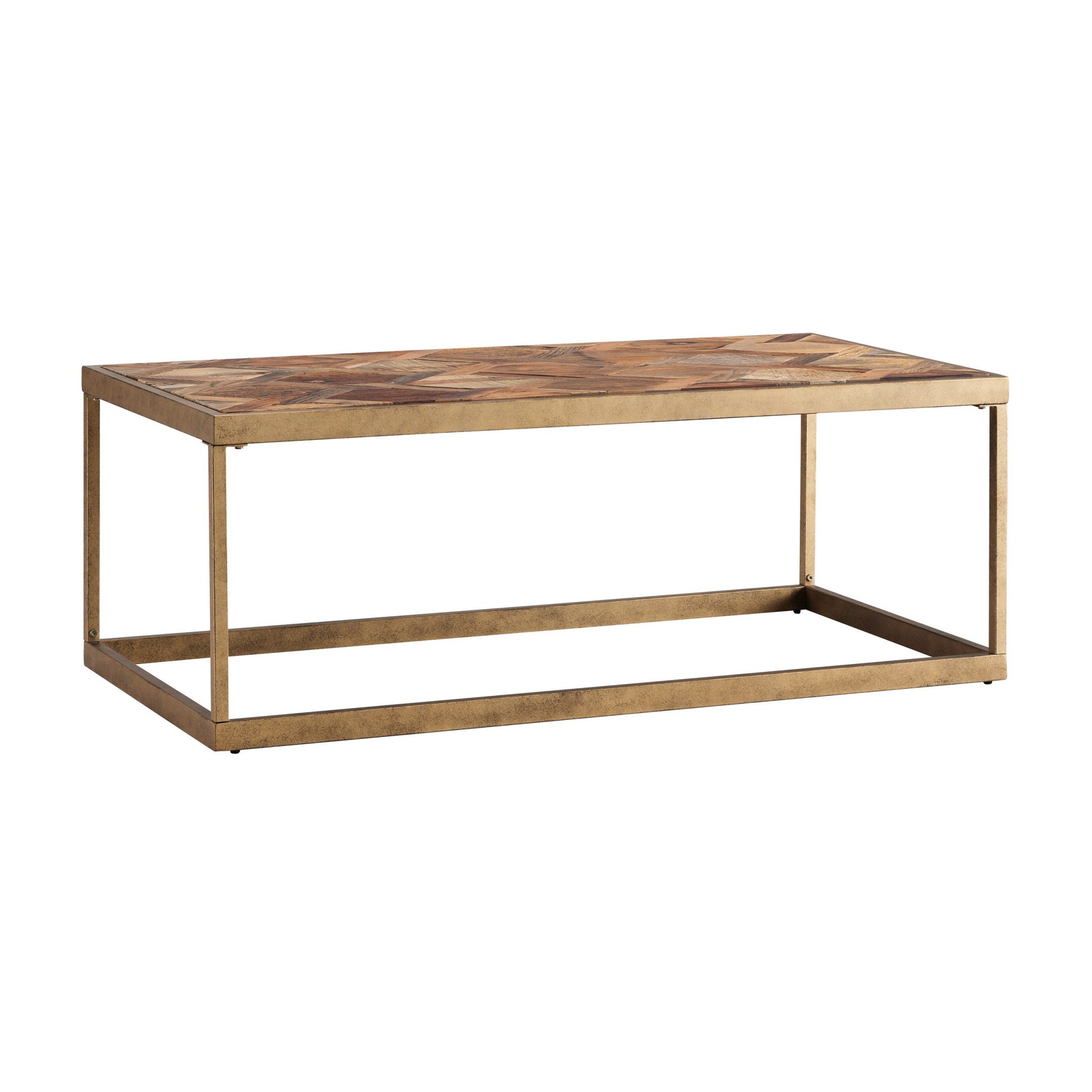 48" Natural And Natural Brown Solid Wood And Metal Rectangular Coffee Table By Homeroots | Coffee Tables | Modishstore - 3