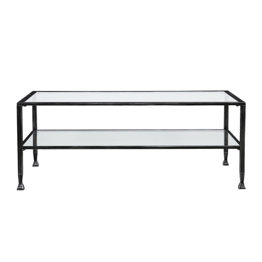 48" Black Glass And Metal Rectangular Coffee Table By Homeroots | Coffee Tables | Modishstore