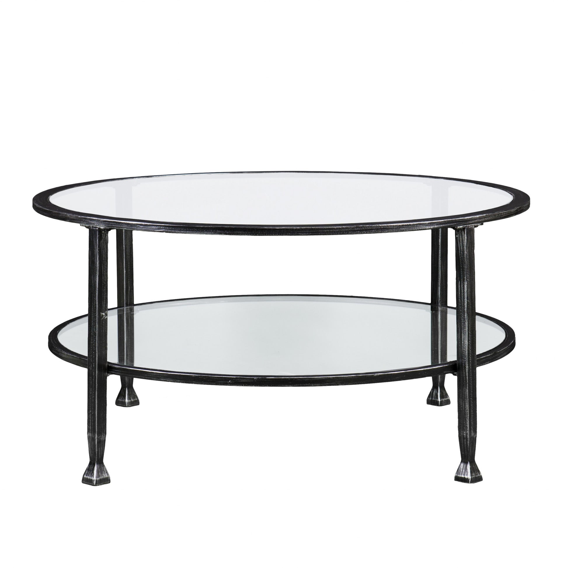 36" Black Glass And Metal Round Coffee Table By Homeroots | Coffee Tables | Modishstore