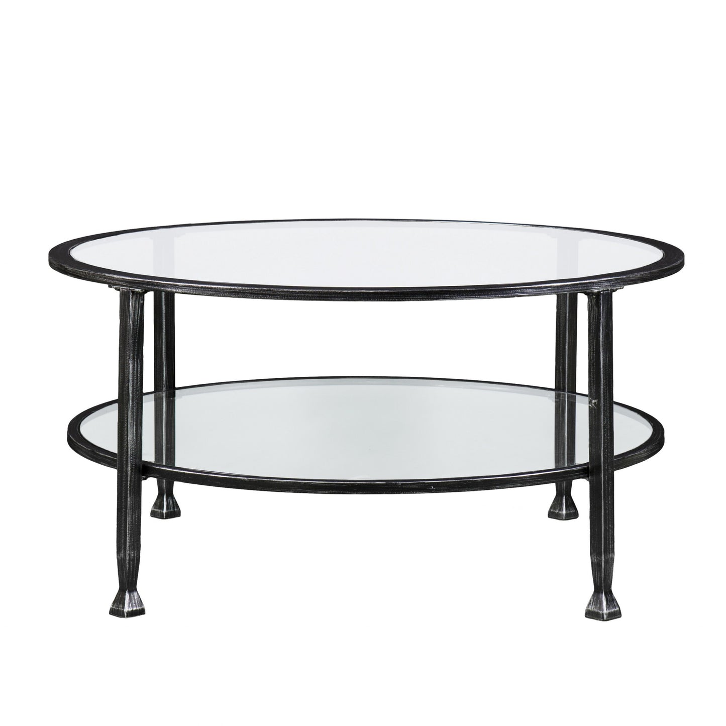 36" Black Glass And Metal Round Coffee Table By Homeroots | Coffee Tables | Modishstore - 3