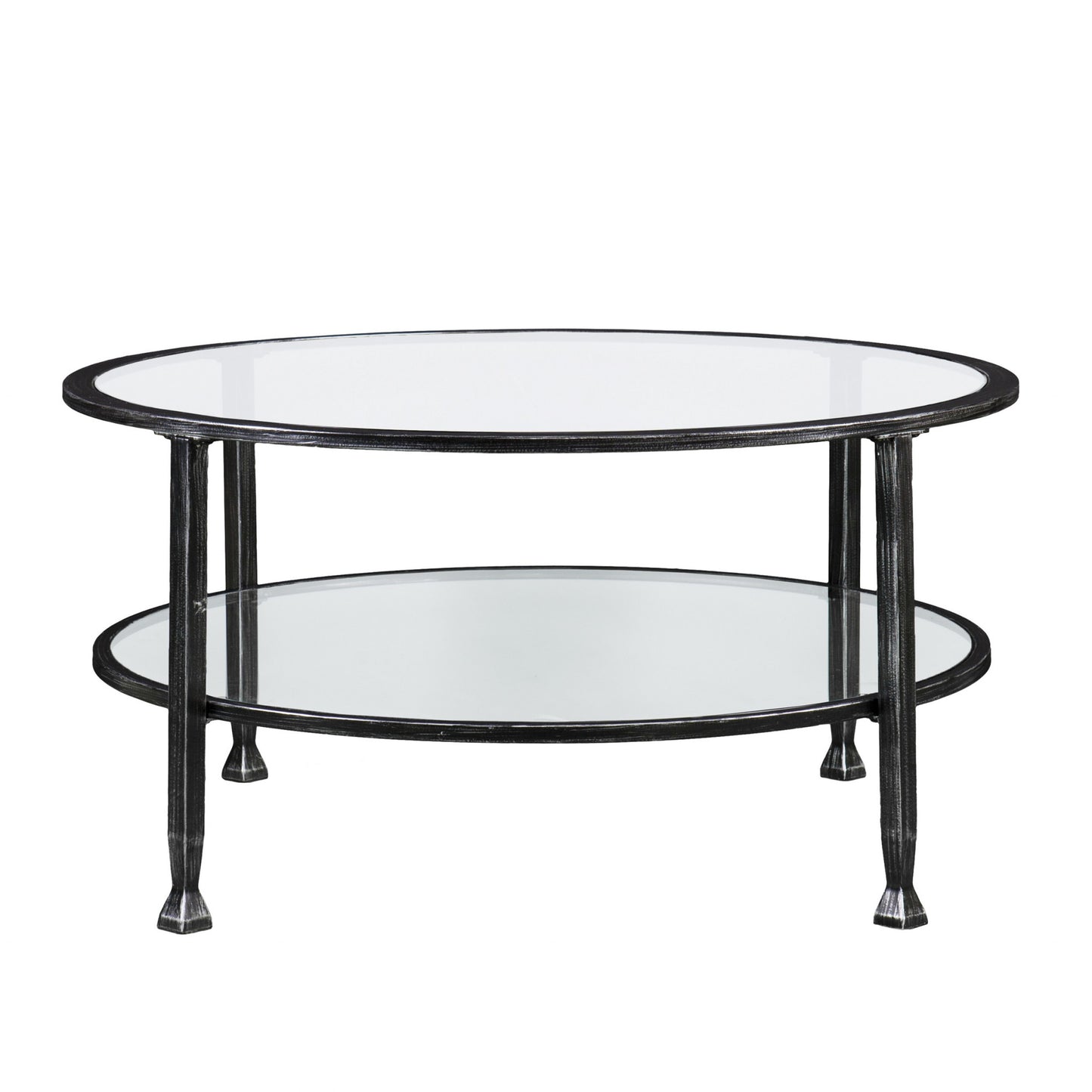 36" Black Glass And Metal Round Coffee Table By Homeroots | Coffee Tables | Modishstore - 5