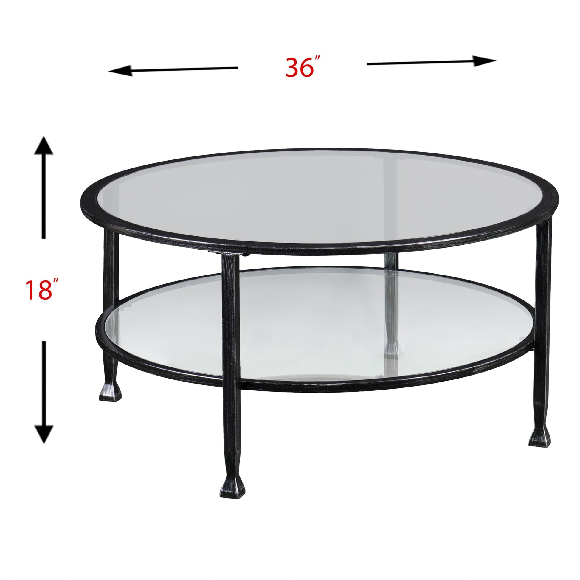 36" Black Glass And Metal Round Coffee Table By Homeroots | Coffee Tables | Modishstore - 8