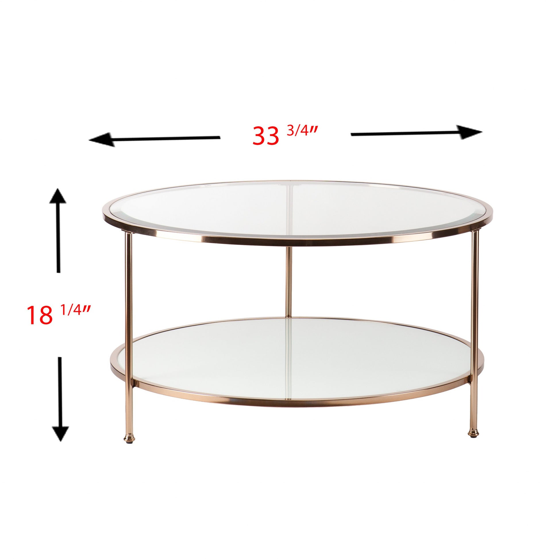 34" Gold Glass And Metal Round Coffee Table By Homeroots | Coffee Tables | Modishstore - 3