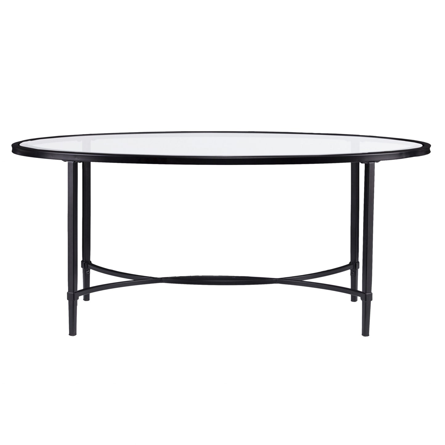 45" Black Glass And Metal Oval Coffee Table By Homeroots | Coffee Tables | Modishstore