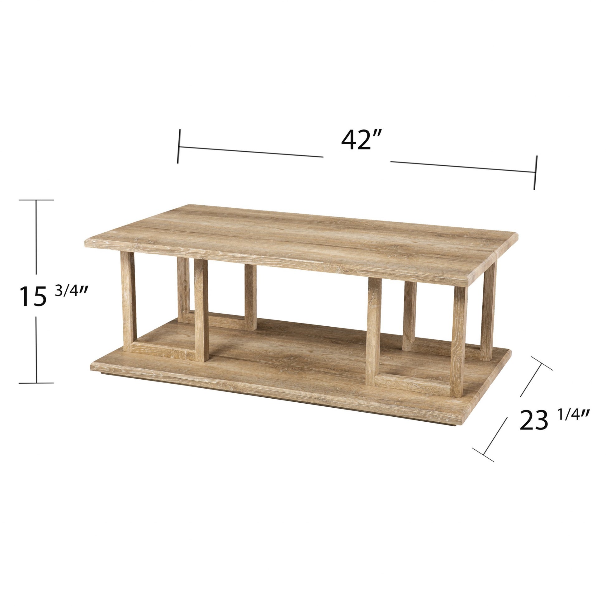 42" Natural Light Brown Wood Two Tier Rectangular Coffee Table By Homeroots | Coffee Tables | Modishstore - 6