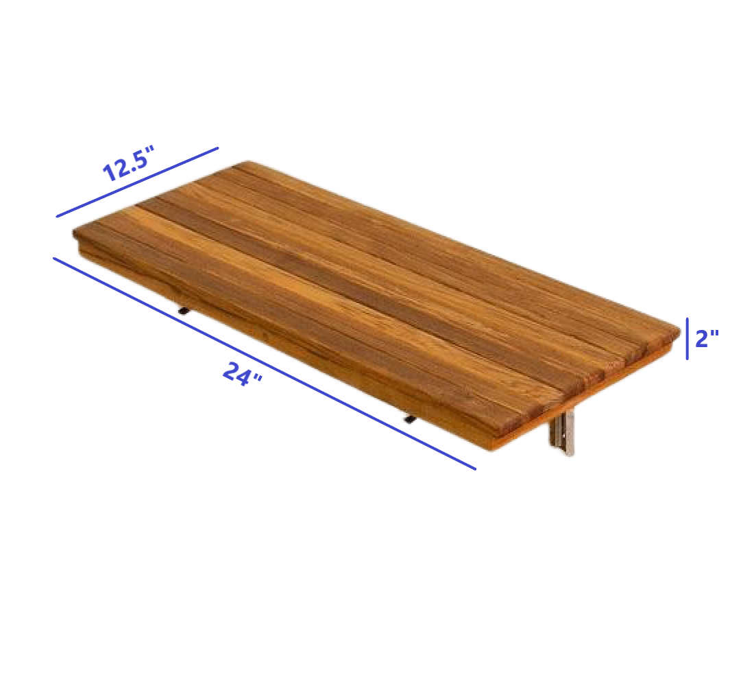 24" Premium Wall Mount Teak Shower Bench By Homeroots | Benches | Modishstore - 7