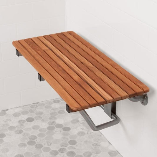 28" Premium Wall Mount Teak Shower Bench By Homeroots | Benches | Modishstore