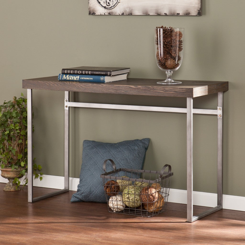 46" Gray Brown and Silver Distressed Sled Console Table By Homeroots | Console Tables | Modishstore - 5