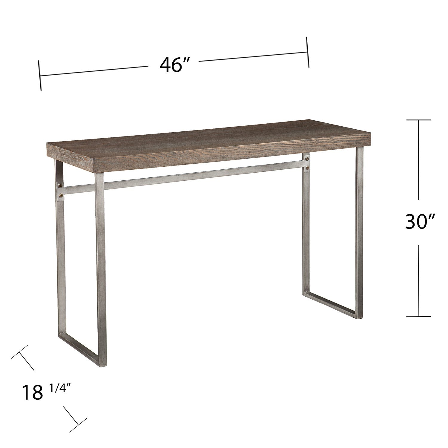 46" Gray Brown and Silver Distressed Sled Console Table By Homeroots | Console Tables | Modishstore - 6