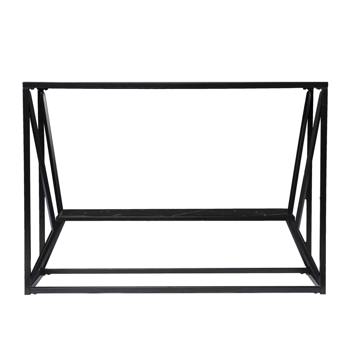 42" Black Glass Frame Console Table With Storage By Homeroots | Console Tables | Modishstore - 2