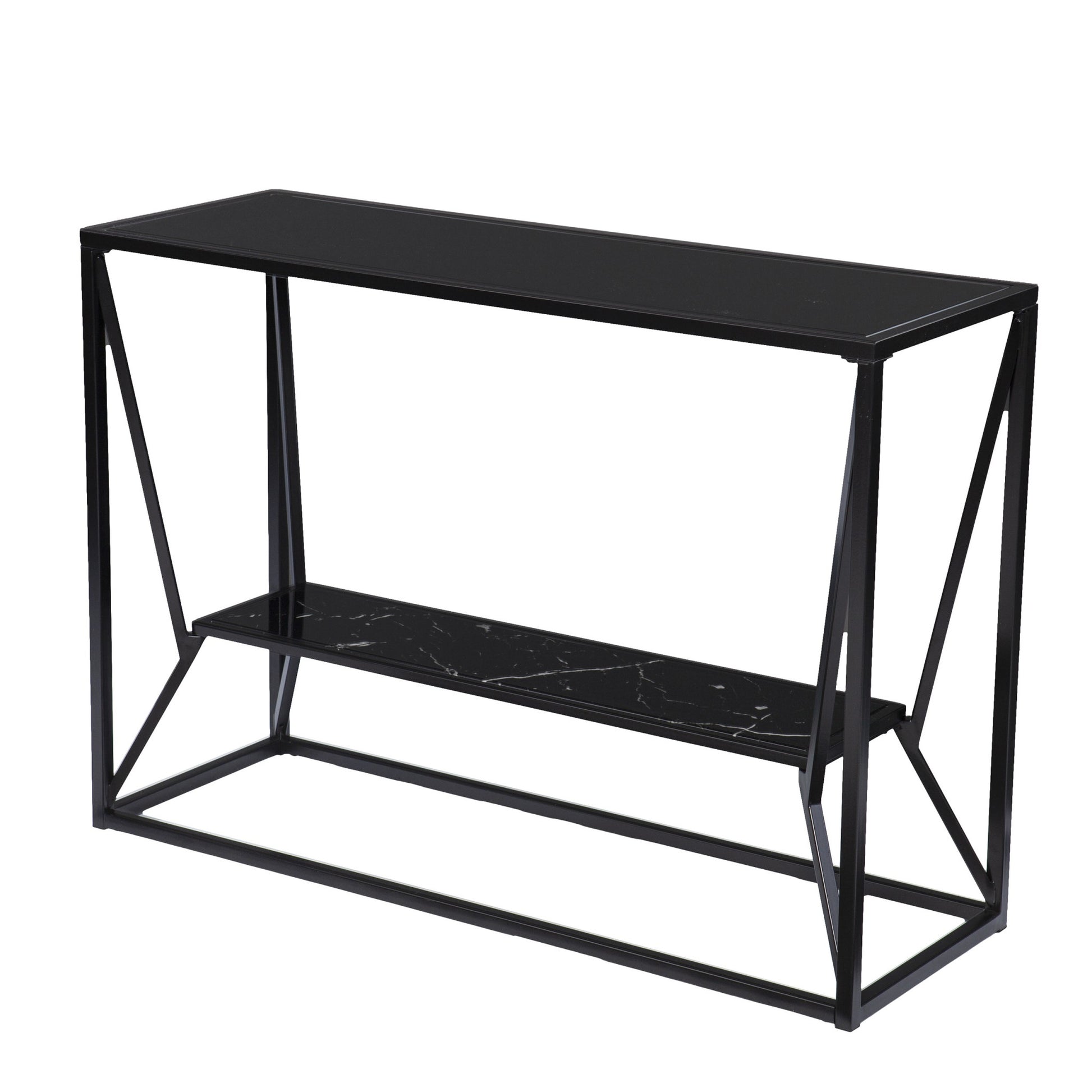 42" Black Glass Frame Console Table With Storage By Homeroots | Console Tables | Modishstore