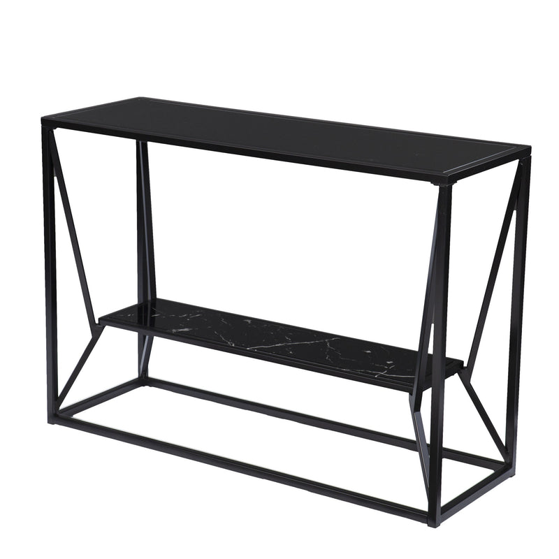 42" Black Glass Frame Console Table With Storage By Homeroots | Console Tables | Modishstore