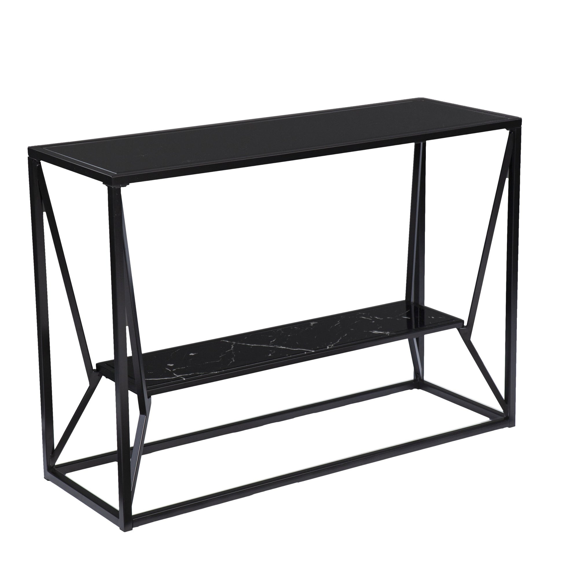 42" Black Glass Frame Console Table With Storage By Homeroots | Console Tables | Modishstore - 3