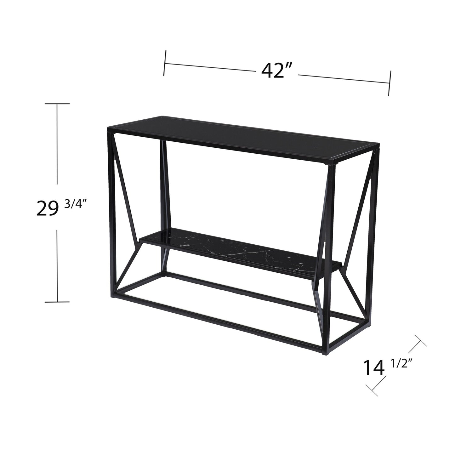 42" Black Glass Frame Console Table With Storage By Homeroots | Console Tables | Modishstore - 7