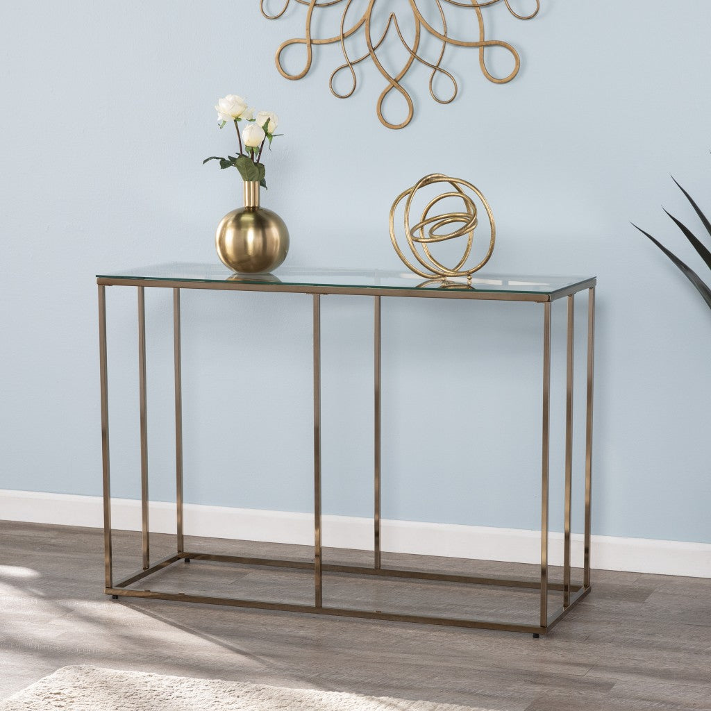 42" Clear and Gold Glass Frame Console Table By Homeroots | Console Tables | Modishstore - 8