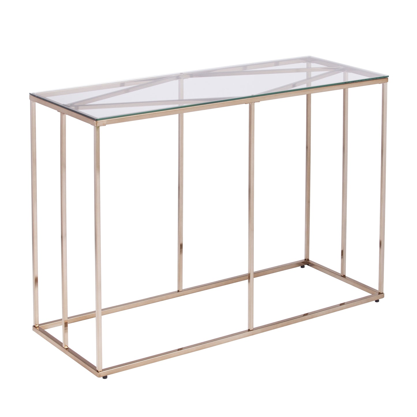 42" Clear and Gold Glass Frame Console Table By Homeroots | Console Tables | Modishstore - 4