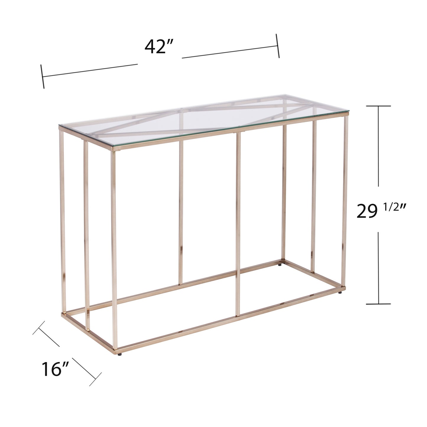 42" Clear and Gold Glass Frame Console Table By Homeroots | Console Tables | Modishstore - 9