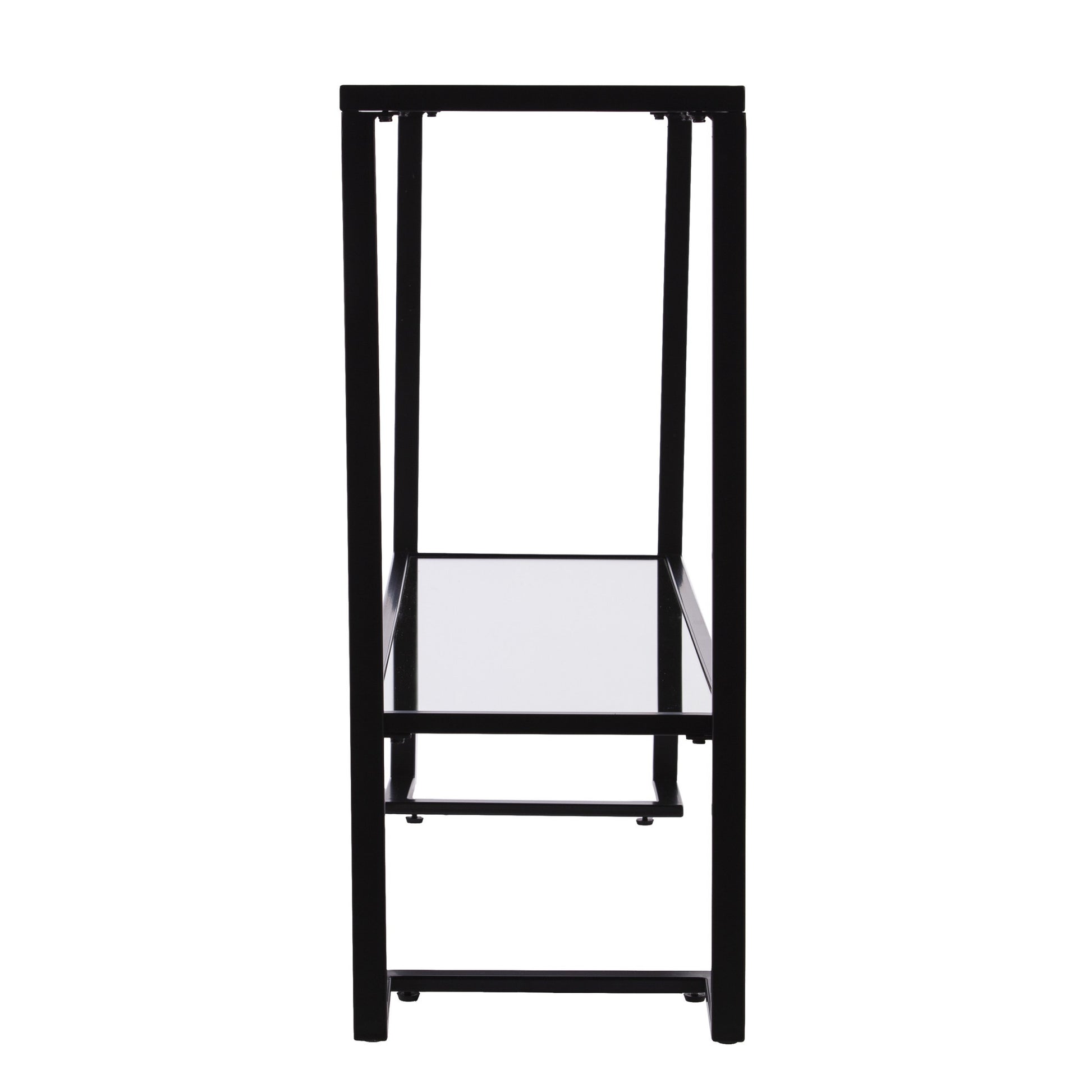 52" Clear and Black Glass Mirrored Frame Console Table With Storage By Homeroots | Console Tables | Modishstore - 2