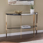 44" Black and White and Champagne Faux Marble Half Moon Console Table With Storage By Homeroots