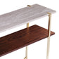 47" Beige and Gold Faux Marble Frame Console Table With Storage By Homeroots
