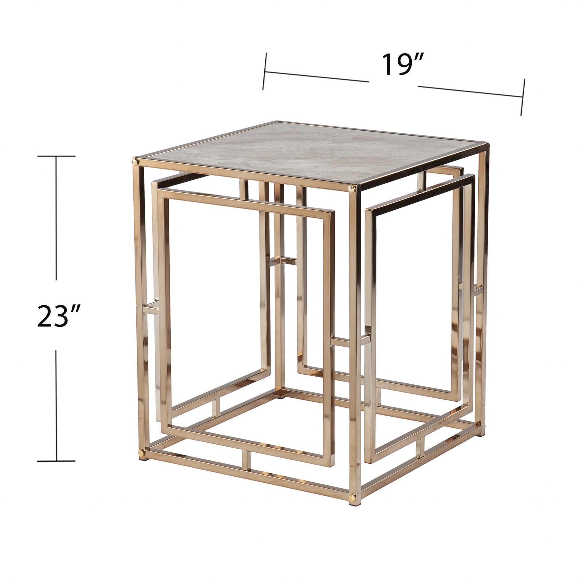 23" Champagne Glass And Iron Square End Table By Homeroots | End Tables | Modishstore - 8