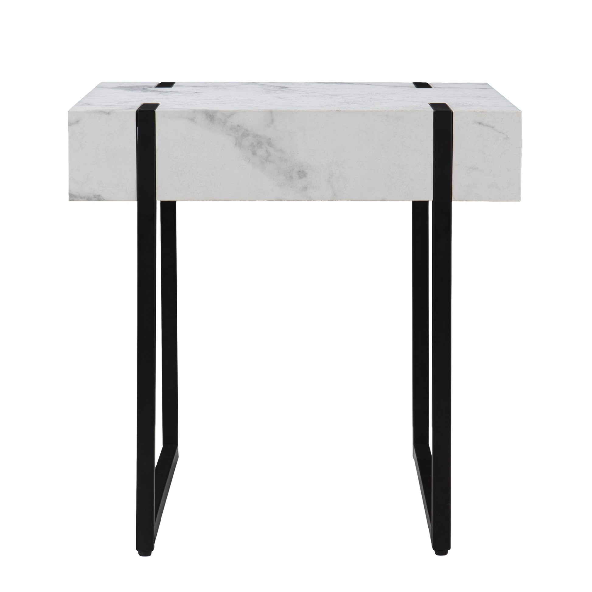 20" White Manufactured Wood And Iron Square End Table By Homeroots | End Tables | Modishstore - 2