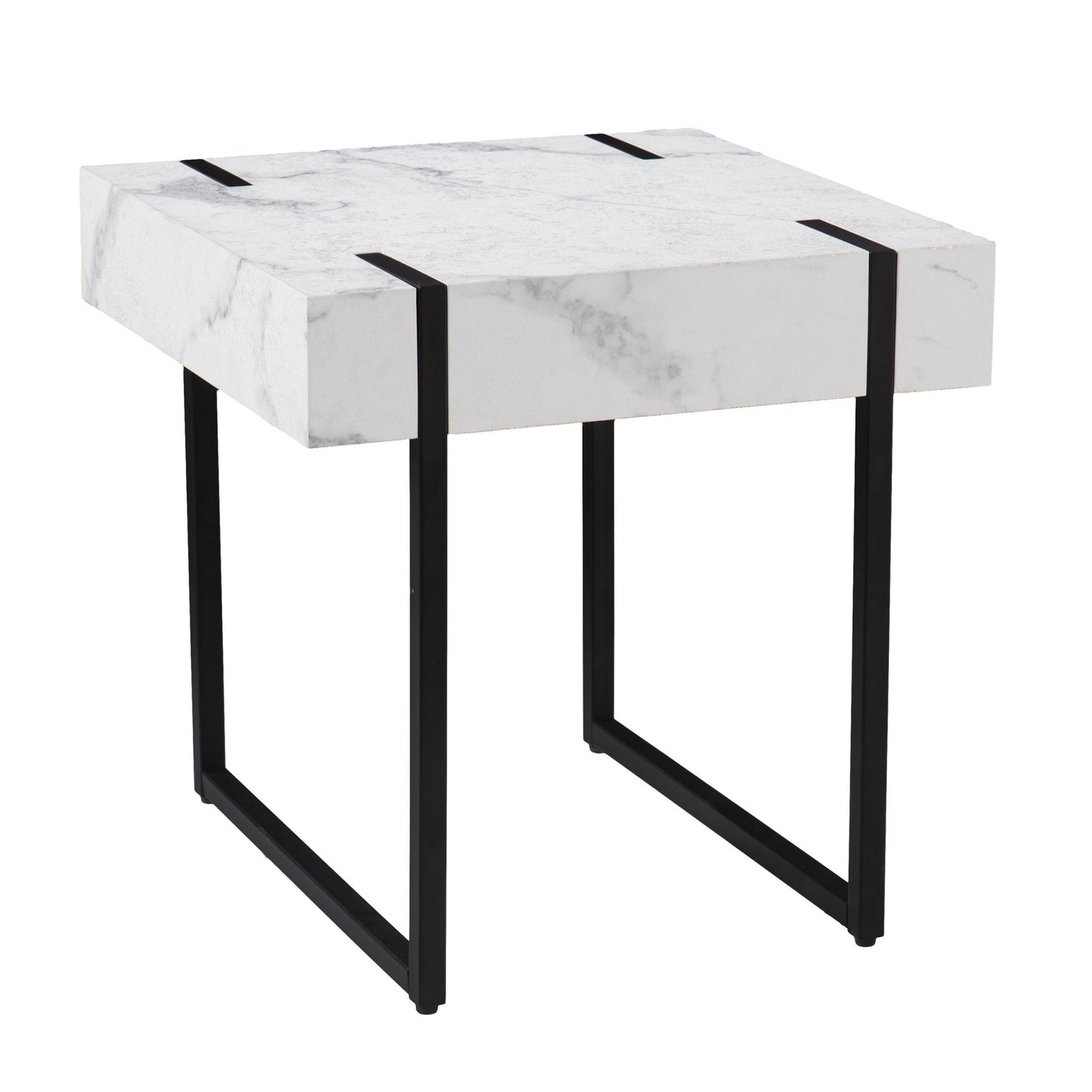 20" White Manufactured Wood And Iron Square End Table By Homeroots | End Tables | Modishstore - 3