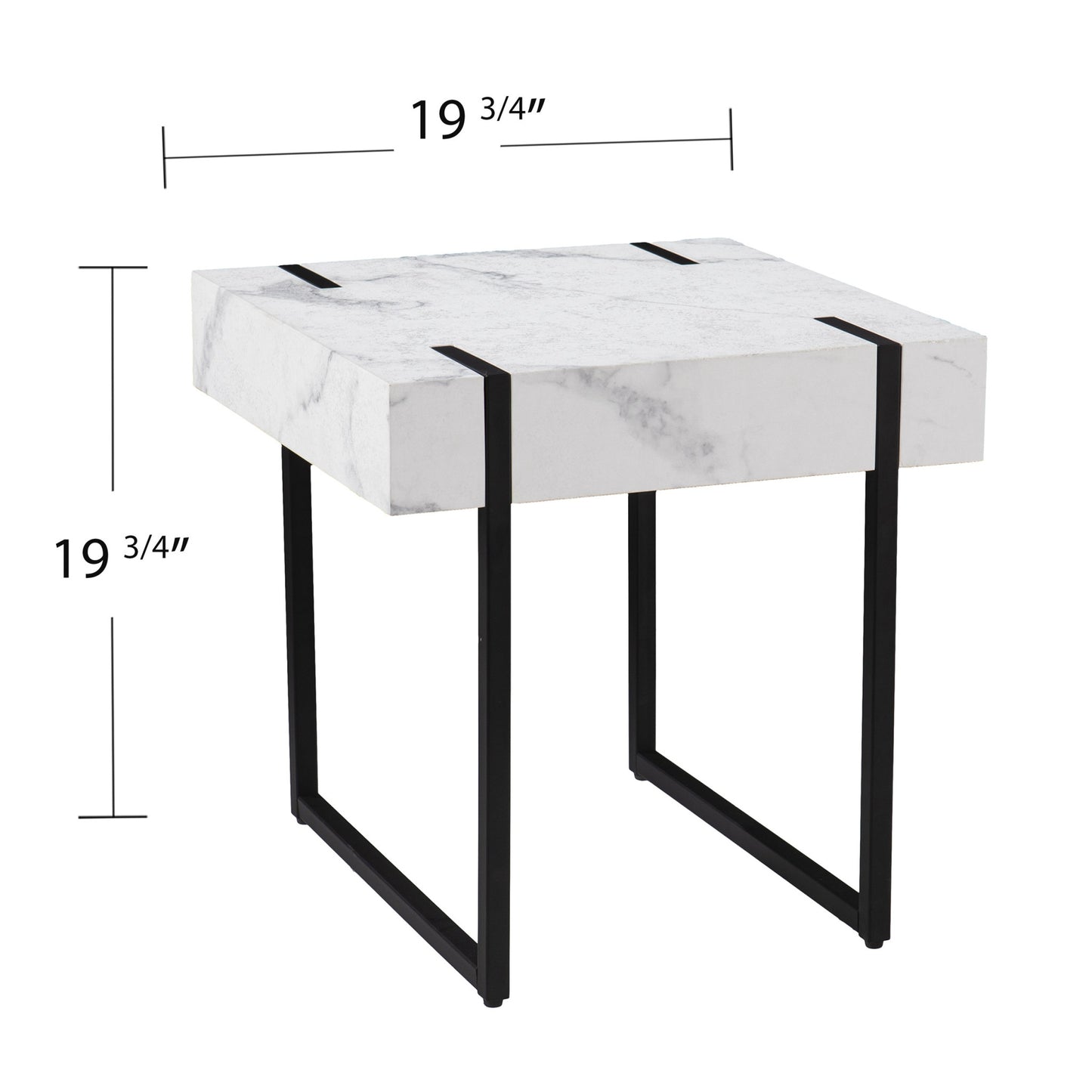 20" White Manufactured Wood And Iron Square End Table By Homeroots | End Tables | Modishstore - 7