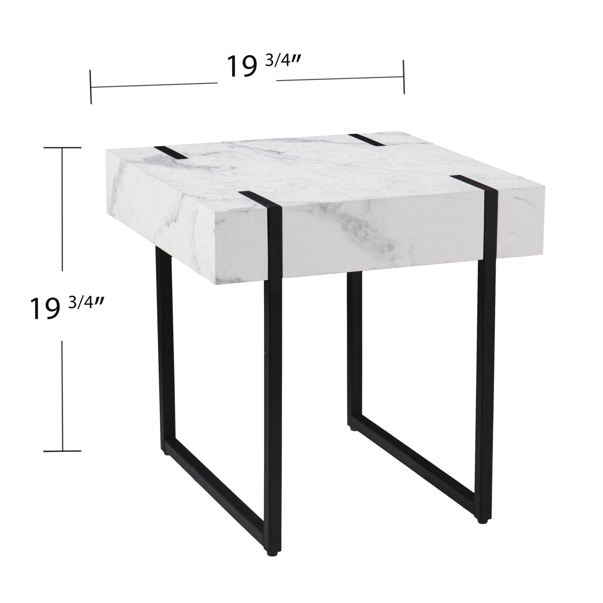 20" White Manufactured Wood And Iron Square End Table By Homeroots | End Tables | Modishstore - 7