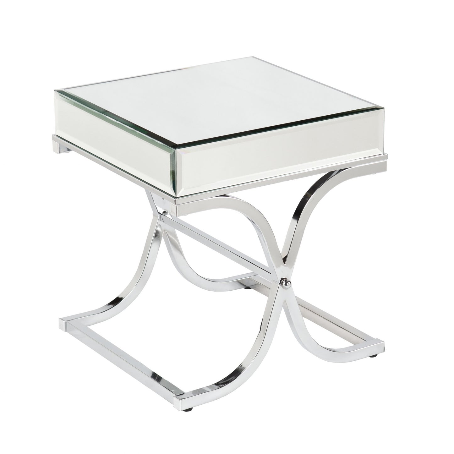 22" Silver Glass And Iron Square Mirrored End Table By Homeroots | End Tables | Modishstore - 3