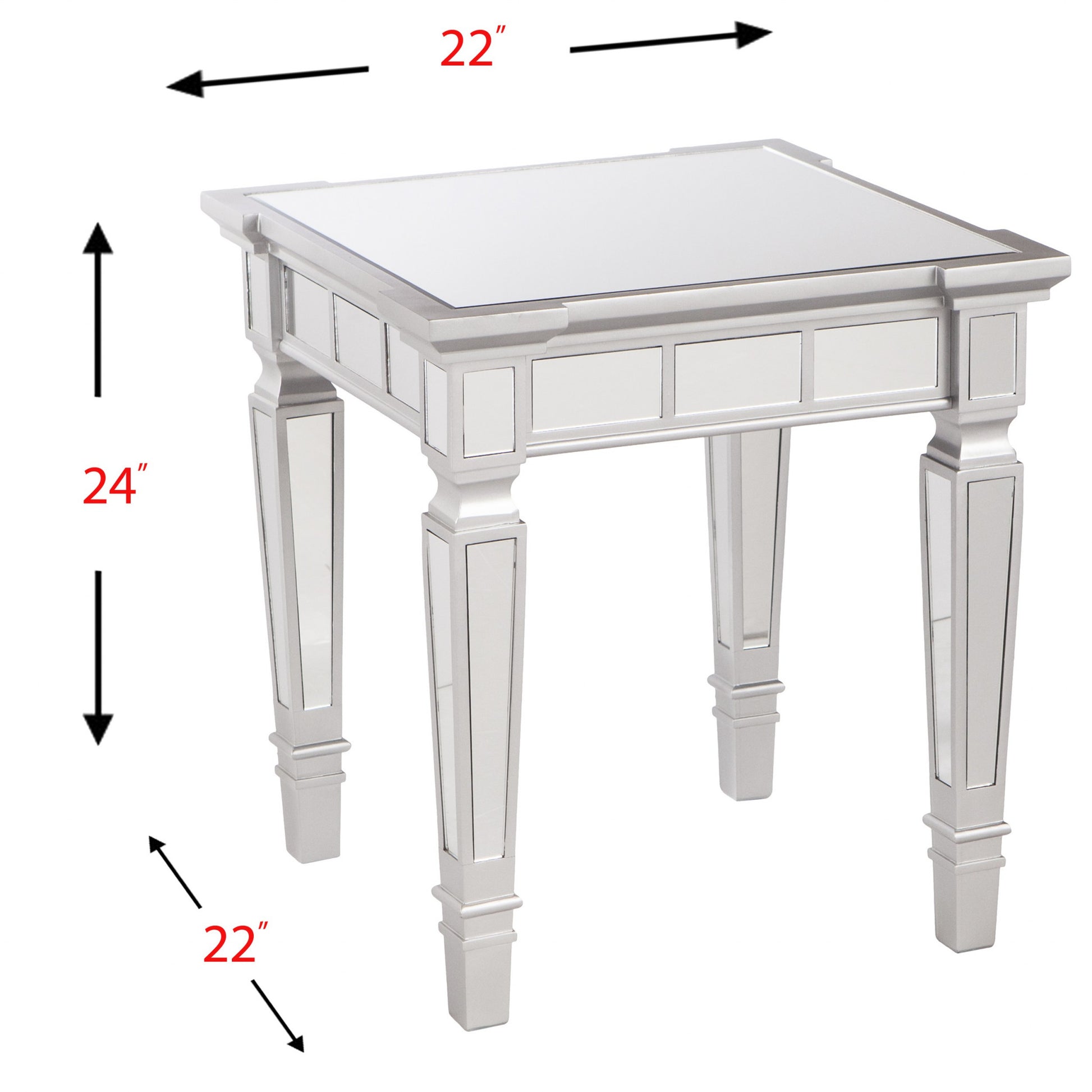 24" Silver Glass And Manufactured Wood Square Mirrored End Table By Homeroots | End Tables | Modishstore - 9