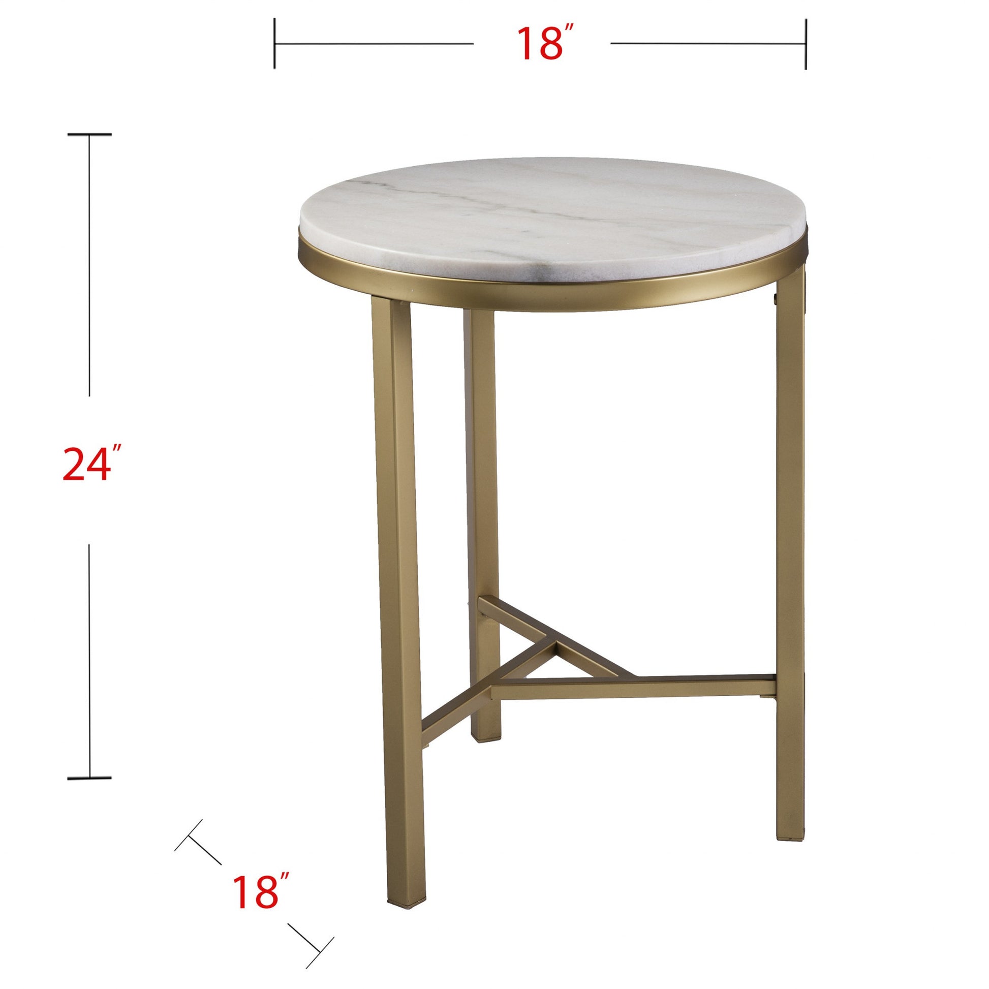 24" Champagne Genuine Marble Look And Iron Rectangular End Table By Homeroots | End Tables | Modishstore - 7