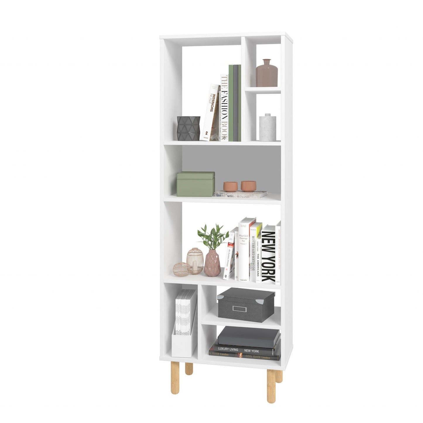 Iko 60" White Modern Abstract Open Shelving Unit By Homeroots | Shelves & Shelving Units | Modishstore - 3