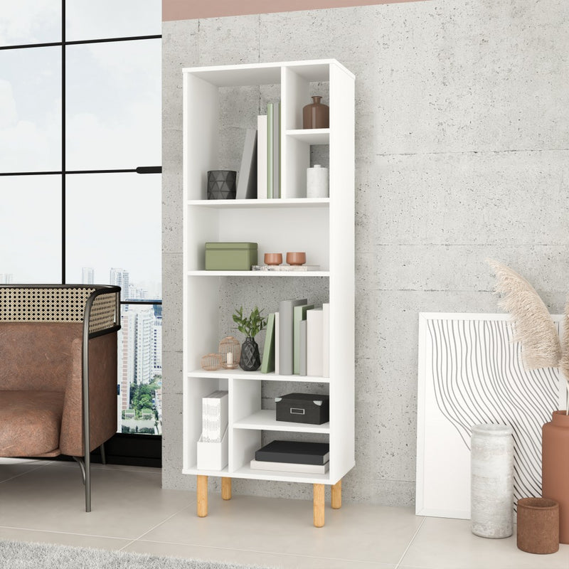 Iko 60" White Modern Abstract Open Shelving Unit By Homeroots | Shelves & Shelving Units | Modishstore