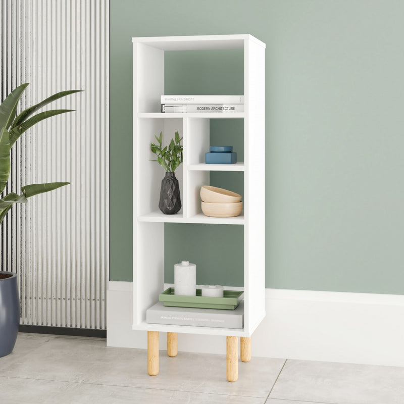 Iko 43" White Modern Abstract Open Shelving Unit By Homeroots | Shelves & Shelving Units | Modishstore