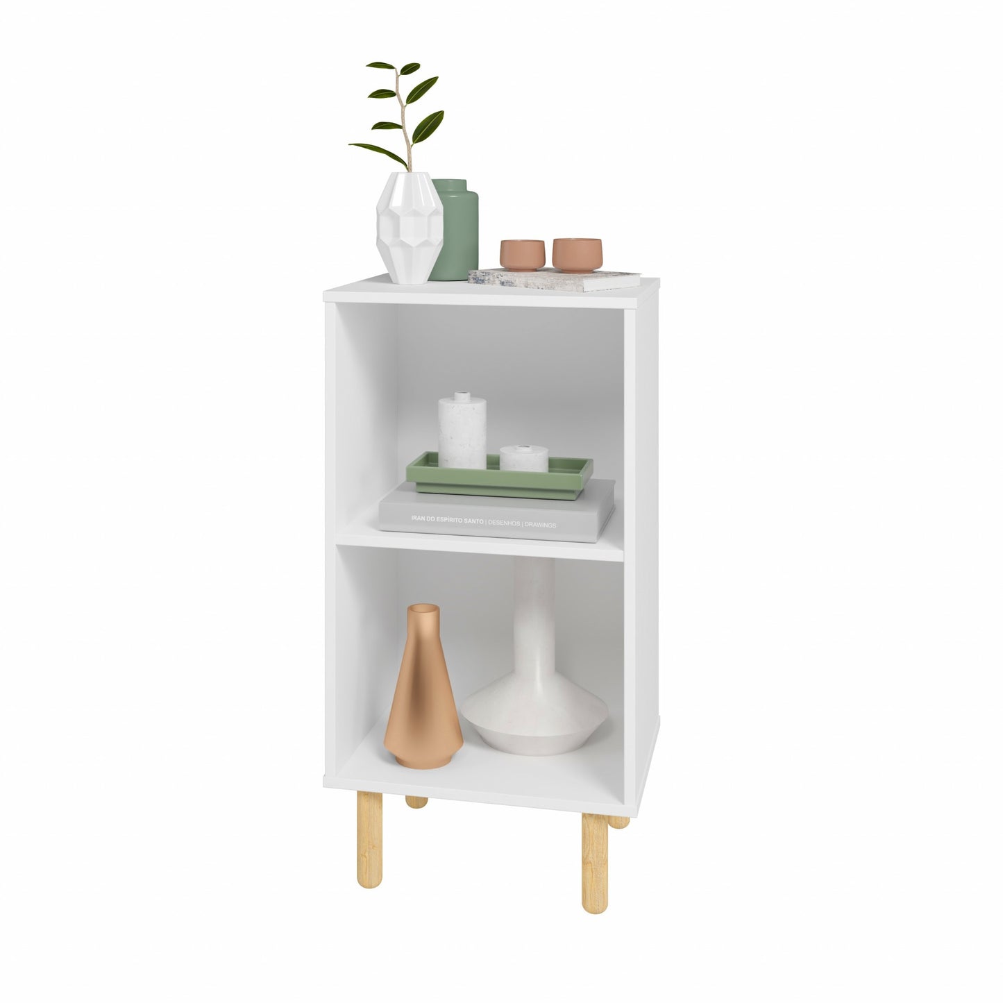 Iko White Two Cubbie Open Shelving Unit By Homeroots | Shelves & Shelving Units | Modishstore - 3