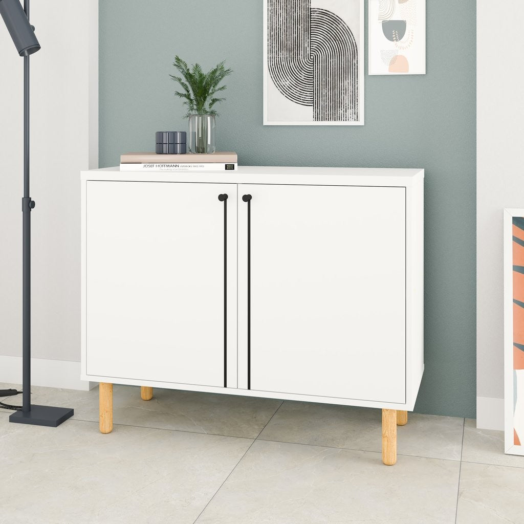 Iko White Modern Sideboard Double Door Cabinet By Homeroots | Cabinets | Modishstore